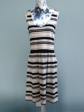 J. Crew Black & Cream  Jersey Knit Striped Sundress, New size S